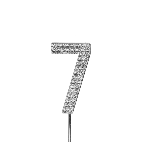 O'Creme Silver Rhinestone 'Number Seven' Cupcake Topper image 1