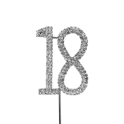 O'Creme Silver Rhinestone 'Number Eighteen' Cupcake Topper image 1