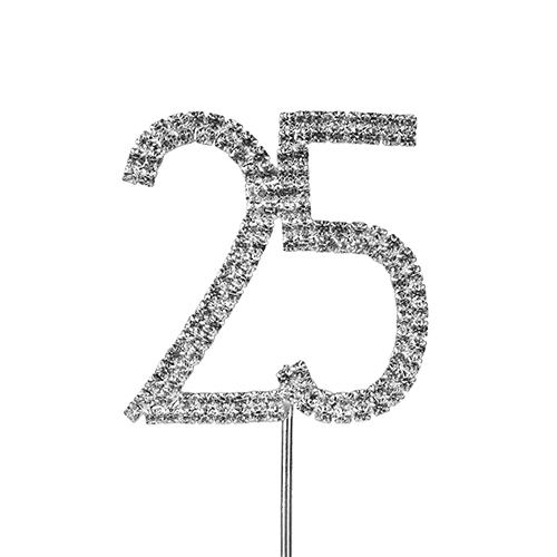 O'Creme Silver Rhinestone 'Number Twenty Five' Cupcake Topper image 1