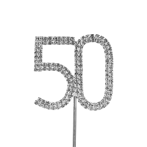O'Creme Silver Rhinestone 'Number Fifty' Cupcake Topper image 1