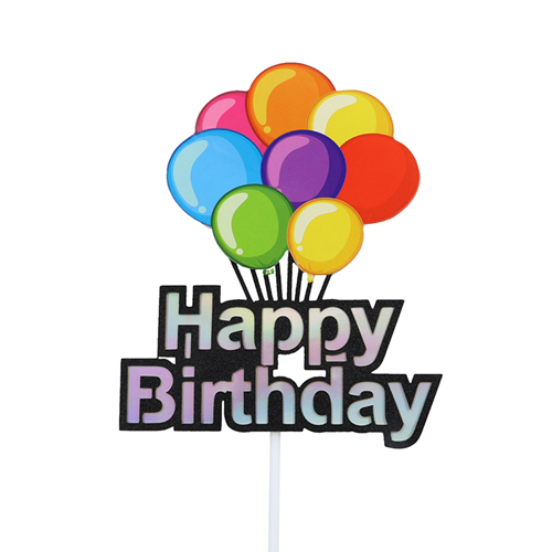 O'Creme 'Happy Birthday' with Balloons Cake Topper image 1