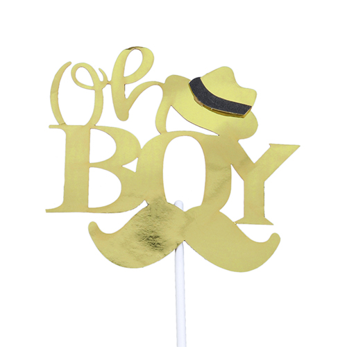 O'Creme 'Oh Boy' Cake Topper Gold image 1