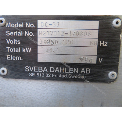 Sveba Dahlen DC-33 Bakery Oven, 480V, Used Very Good Condition image 5