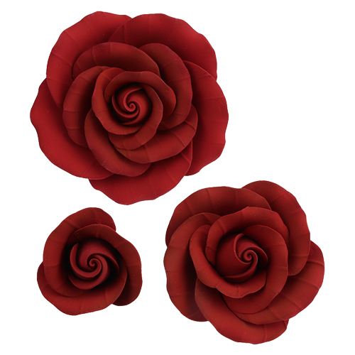 O'Creme Red Garden Rose Gumpaste Flowers - Set of 6 image 1