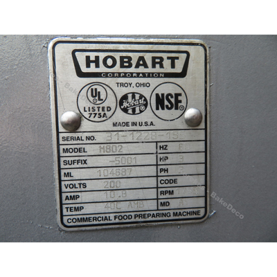 Hobart 80 Quart M802 Mixer, Used Excellent Condition image 4