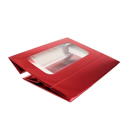 O'Creme Red Treat Box with Window, 8.5" x 5.5" x 2", Case of 200  image 3