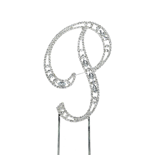 O'Creme Silver Rhinestone 'Letter P' Cake Topper image 1