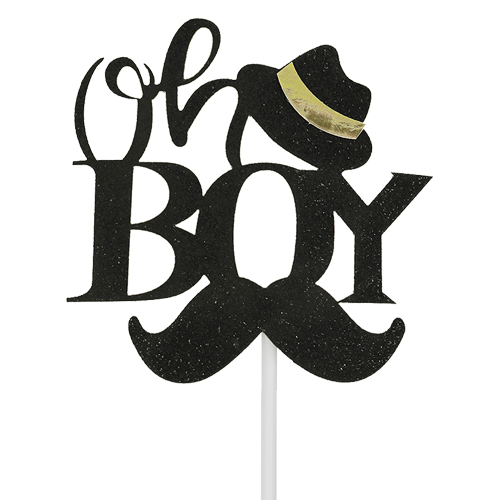 O'Creme 'Oh Boy' Black Cake Topper image 1