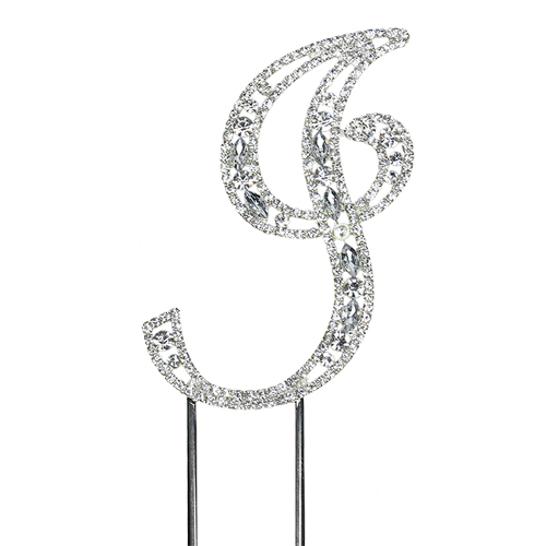 O'Creme Silver Rhinestone 'Letter I' Cake Topper image 1