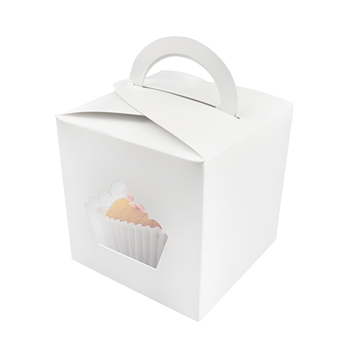 O'Creme White Cupcake Gift Box with Window, 4" x 4" x 4" - Pack of 25 image 1