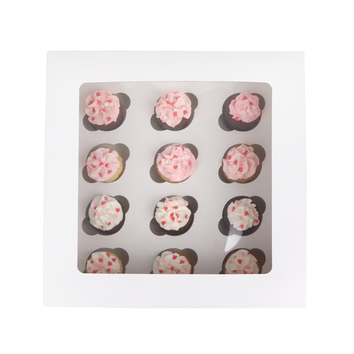 O'Creme White Window Cake Box with Cupcake Insert, 10" x 10" x 4" - Pack of 5 image 2