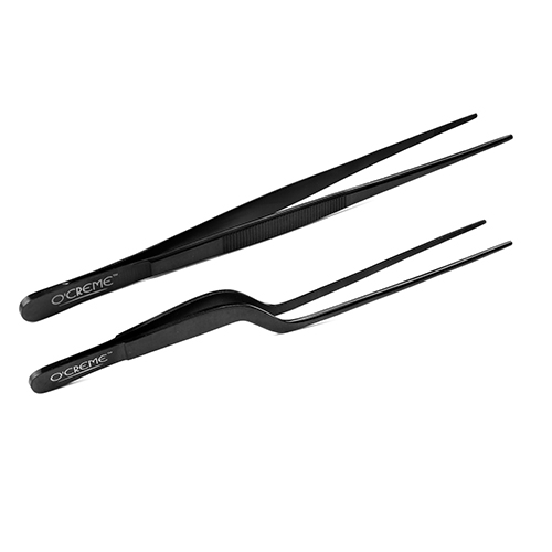 O'Creme Black Stainless Steel Tweezers, Set of 2 image 1