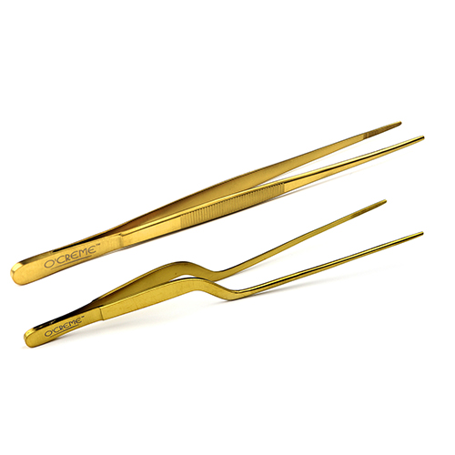 O'Creme Gold Stainless Steel Tweezers, Set of 2 image 1