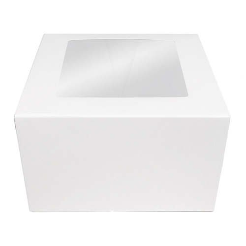 O'Creme White Cake Box with Window, 8" x 8" x 5" - Pack of 5 image 1