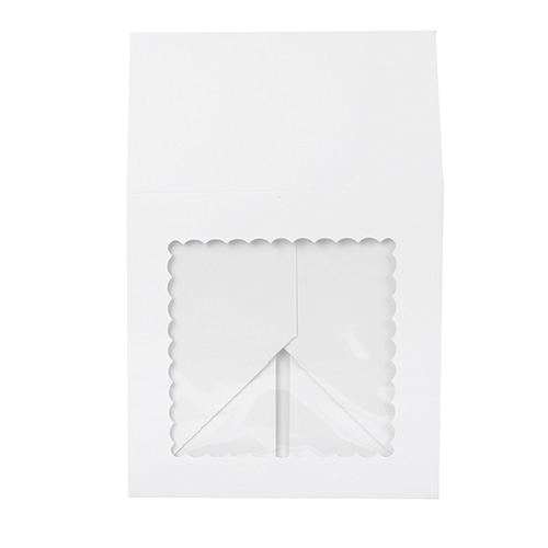 O'Creme White Cake Box with Scalloped Window, 10" x 10" x 5" - Pack of 5 image 3
