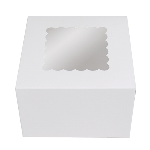 O'Creme White Cake Box with Window, 6" x 6" x 4" - Pack of 5 image 1