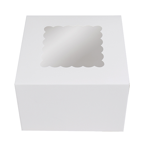 O'Creme White Cake Box with Window, 6" x 6" x 4" - Pack of 5 image 1