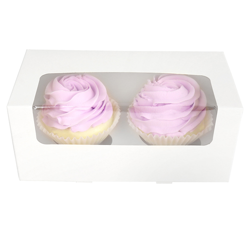 O'Creme White Window Cupcake Box, 8" x 4" x 4" - Pack of 5 image 3