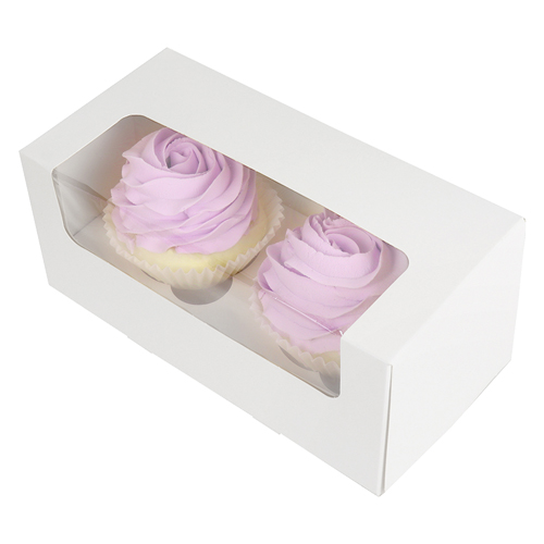 O'Creme White Window Cupcake Box, 8" x 4" x 4" - Pack of 5 image 4