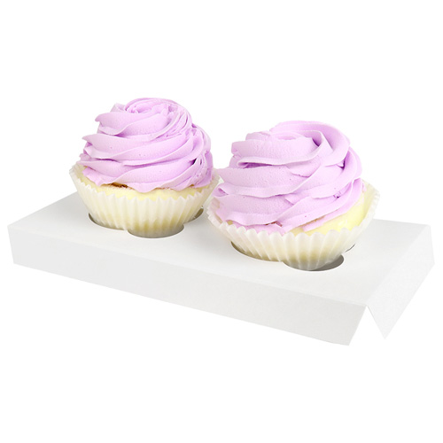 O'Creme White Cardboard Insert for Cupcakes, 2 Cavities - Case of 200 image 1