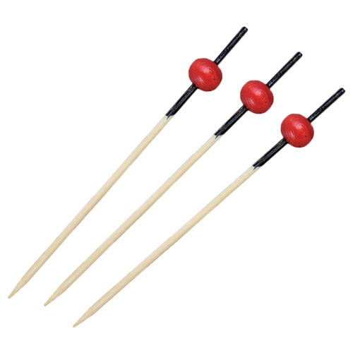 Packnwood KITA Bamboo Pick with Red Ball, 2.7" - Pack of 100 image 1