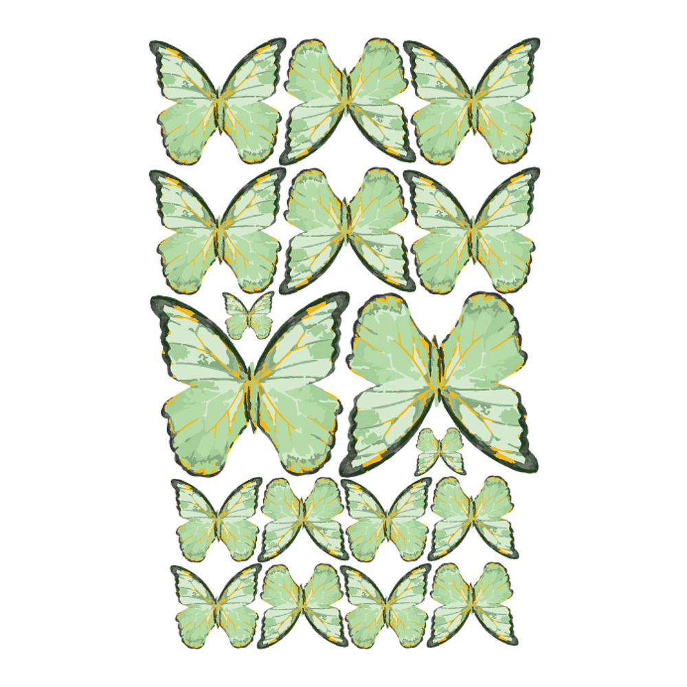 Crystal Candy Veined Green Edible Butterflies - Pack of 22 image 2