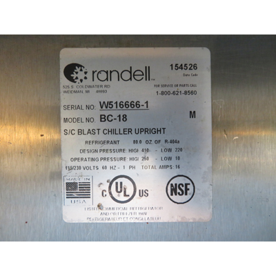 Randell BC-18 Blast Chiller, Used Great Condition image 2