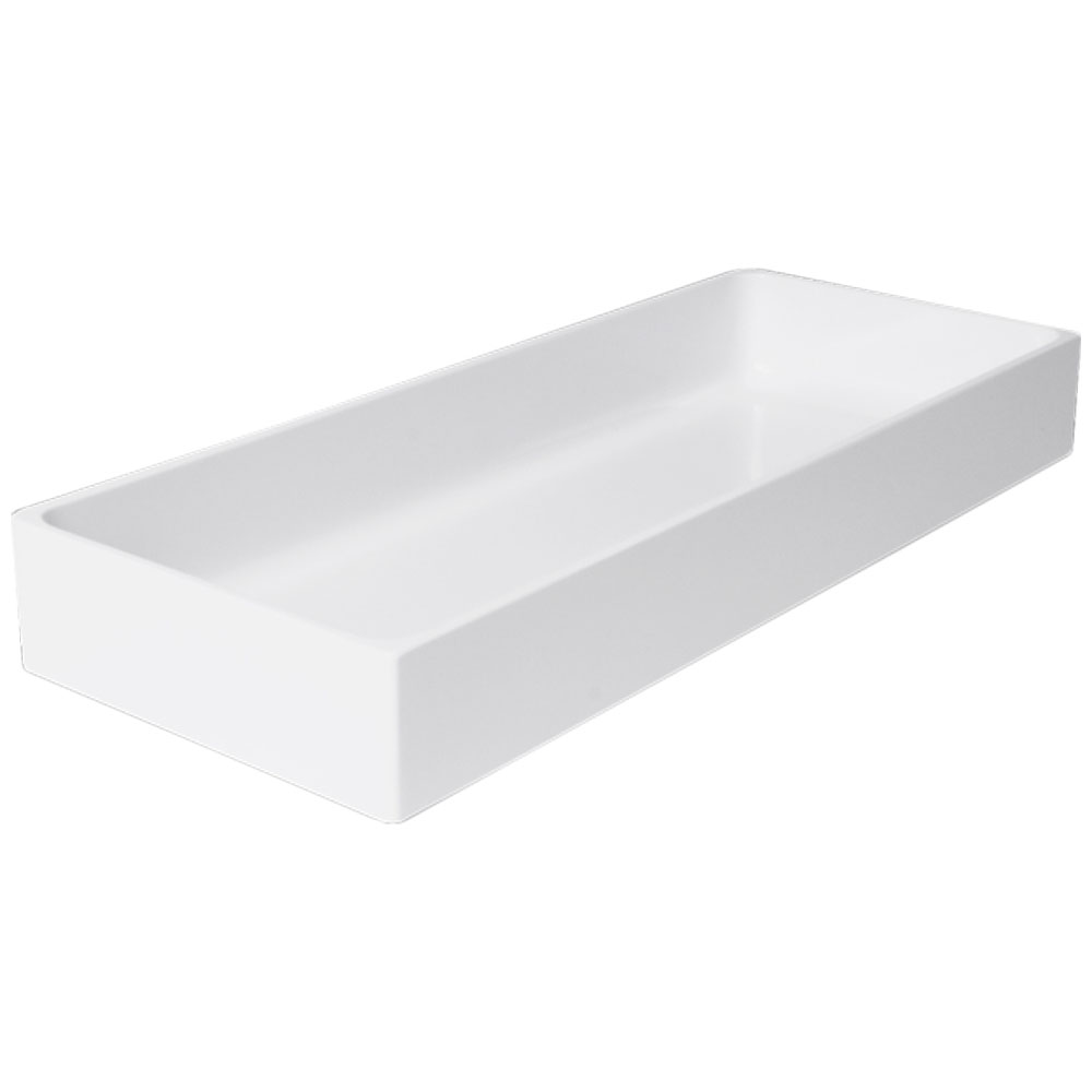 Elite Global Solutions Modern European White Rectangular Bin, 15" x 6" x 2" image 1