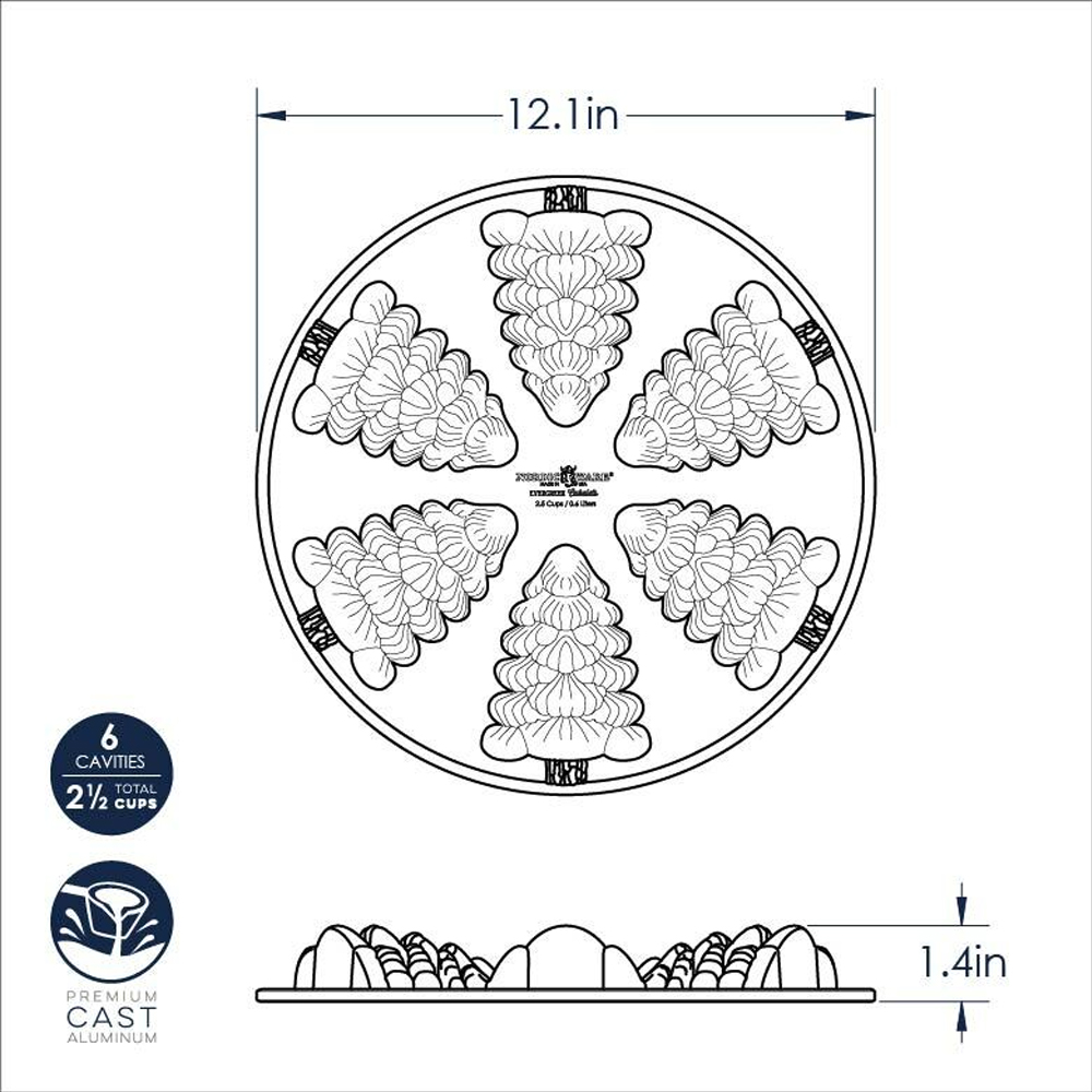 Nordic Ware Evergreen Cakelet Pan, 6 Cavities image 6