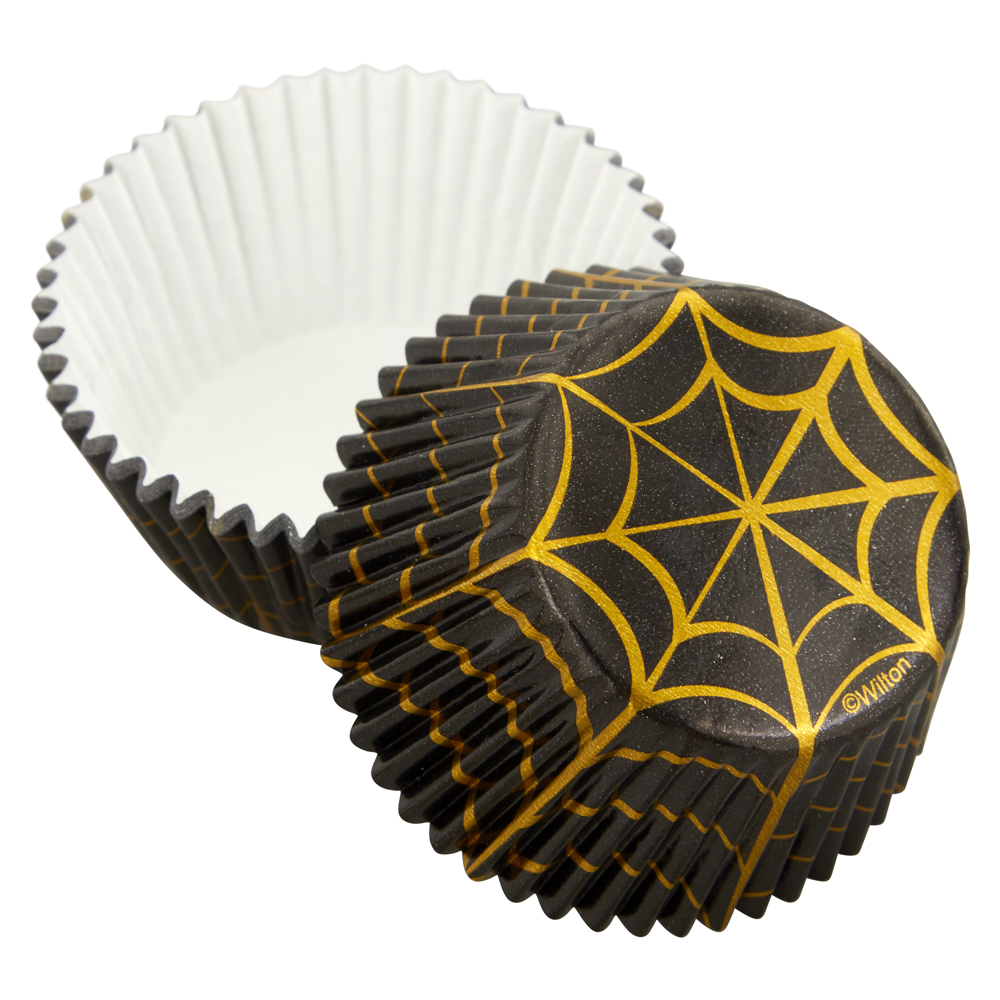 Wilton Gold Foil Spider Web Halloween Cupcake Liners, Pack of 24 image 1