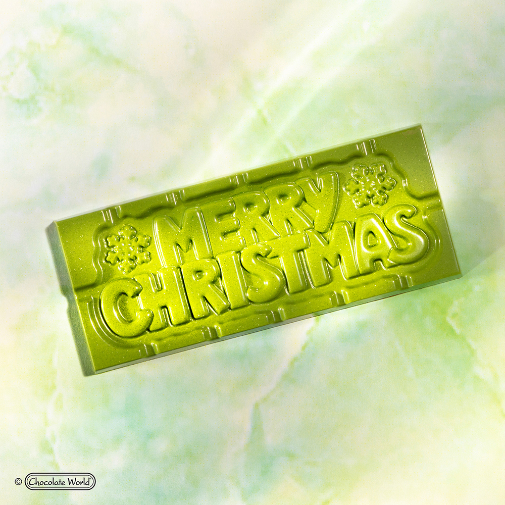 Chocolate World Polycarbonate Chocolate Mold, Merry Christmas Bar, 4 Cavities image 1