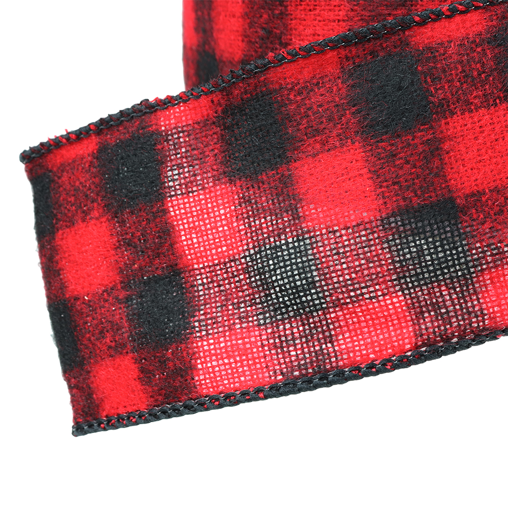 Buffalo Plaid Red & Black Wired Ribbon, 2-1/2" Wide, 25 Yards image 1
