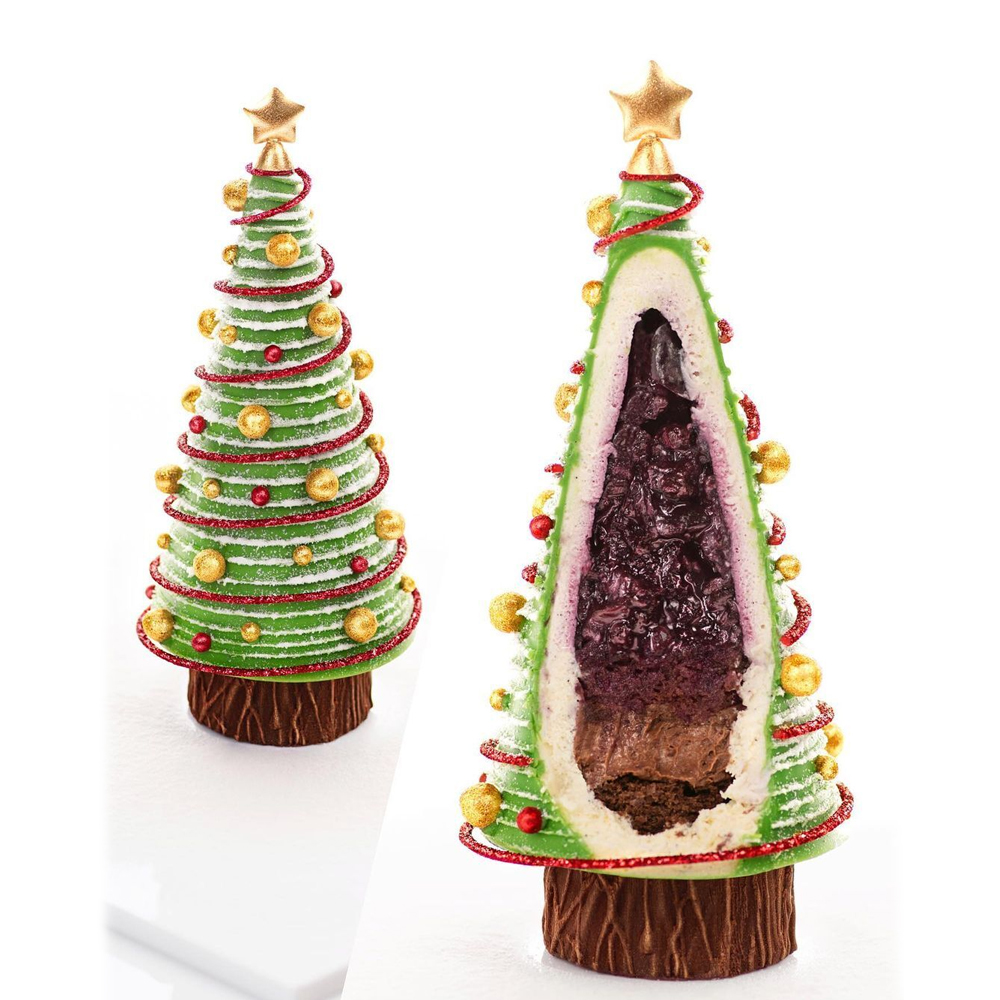 Polycarbonate Chocolate Mold, Half Christmas Tree and Base, 1 Cavity Each image 1