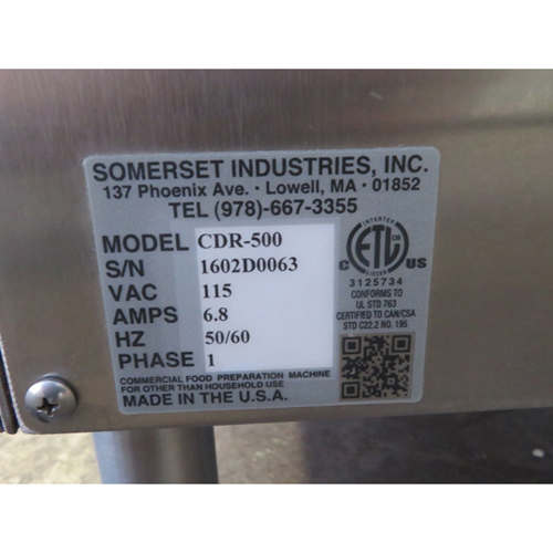 Somerset CDR-500 Dough Sheeter, Used Great Condition image 3