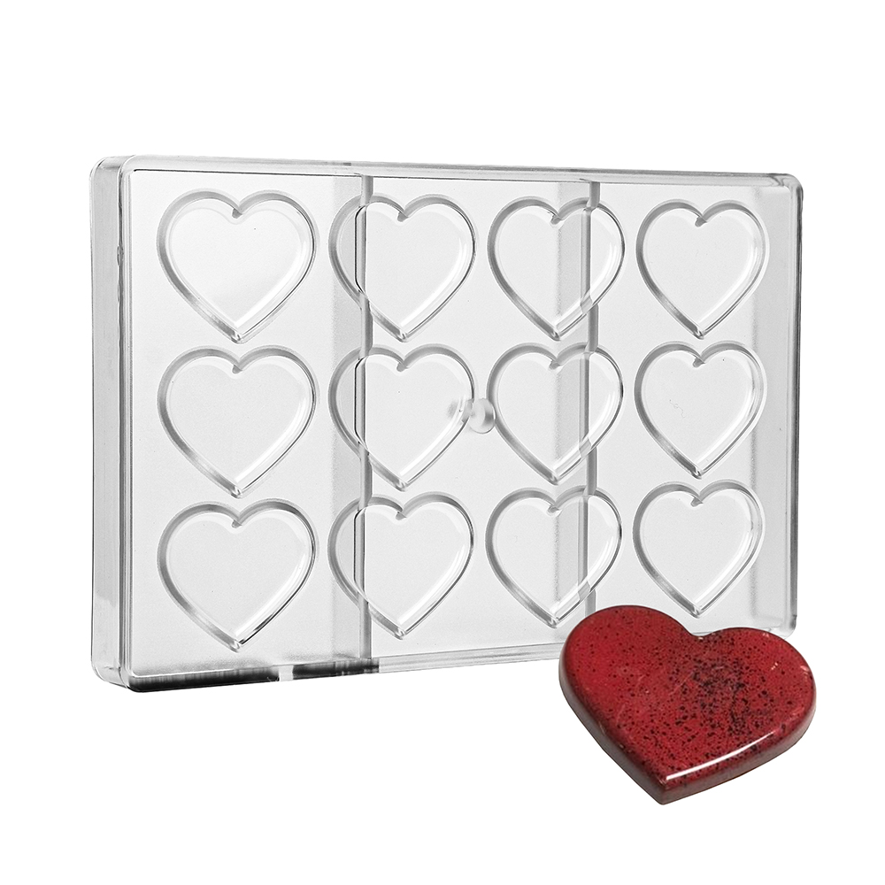 Greyas Polycarbonate Chocolate Mold, Heart by Luis Amado, 12 Cavities image 1