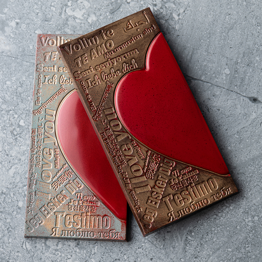 Greyas Polycarbonate Chocolate Mold, Heart Language Bar by Luis Amado, 3 Cavities image 3