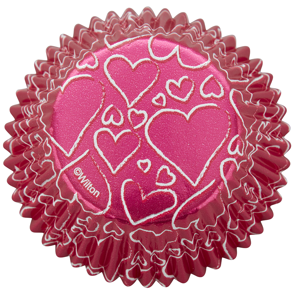 Wilton Pink Heart Valentine's Day Foil Cupcake Liners, Pack of 24 image 2