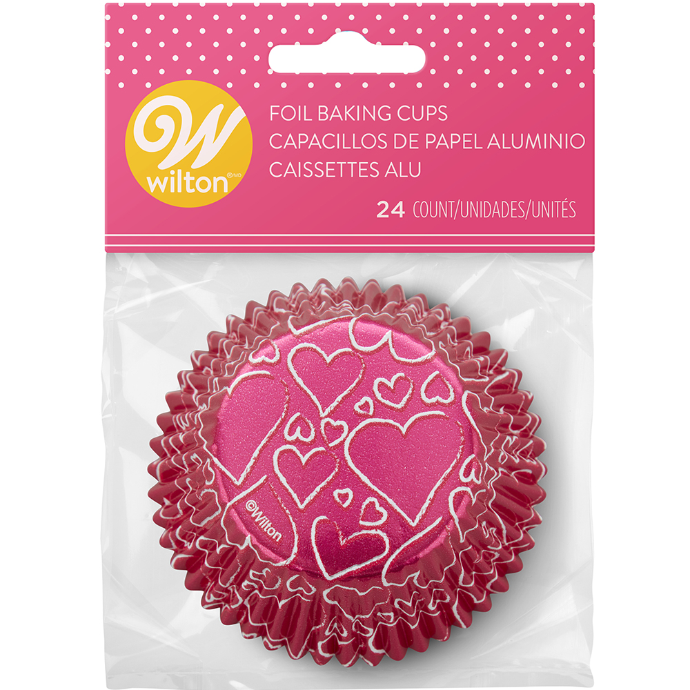 Wilton Pink Heart Valentine's Day Foil Cupcake Liners, Pack of 24 image 3