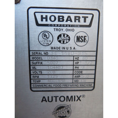 Hobart D340 Mixer 40 Quart, Used Excellent Condition image 3