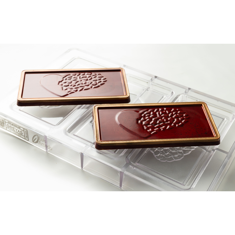 Greyas Polycarbonate Chocolate Mold, Melting Heart Bar by Luis Amado, 3 Cavities image 2