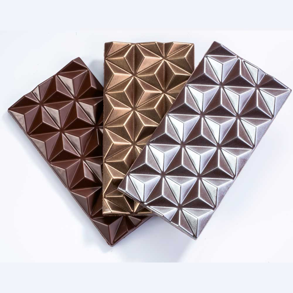 Martellato Clear Polycarbonate Chocolate Mold Connected-Pyramids Tablet, 3 Cavities image 1