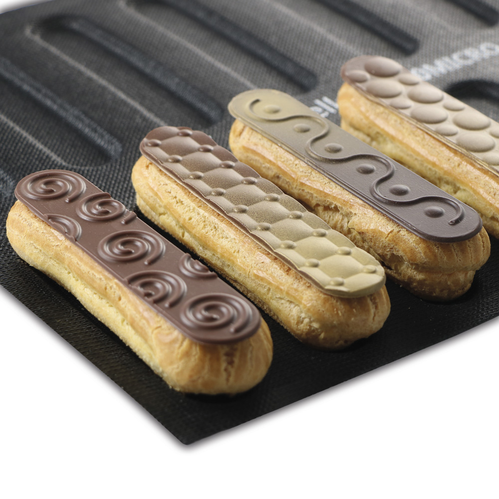 Martellato Perforated Silicone Eclair Mat, 120x25mm x 6mm High, 16 Cavities, Pack of 2 image 1