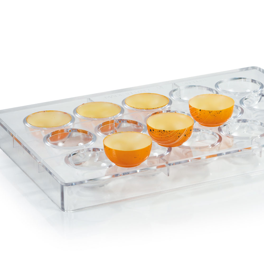 Martellato Clear Polycarbonate Chocolate Mold, Bowl, 15 Cavities image 1