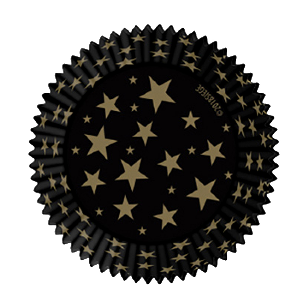Cupcake Creations Paper Cups, Black with Gold Stars, Pack of 32 image 1