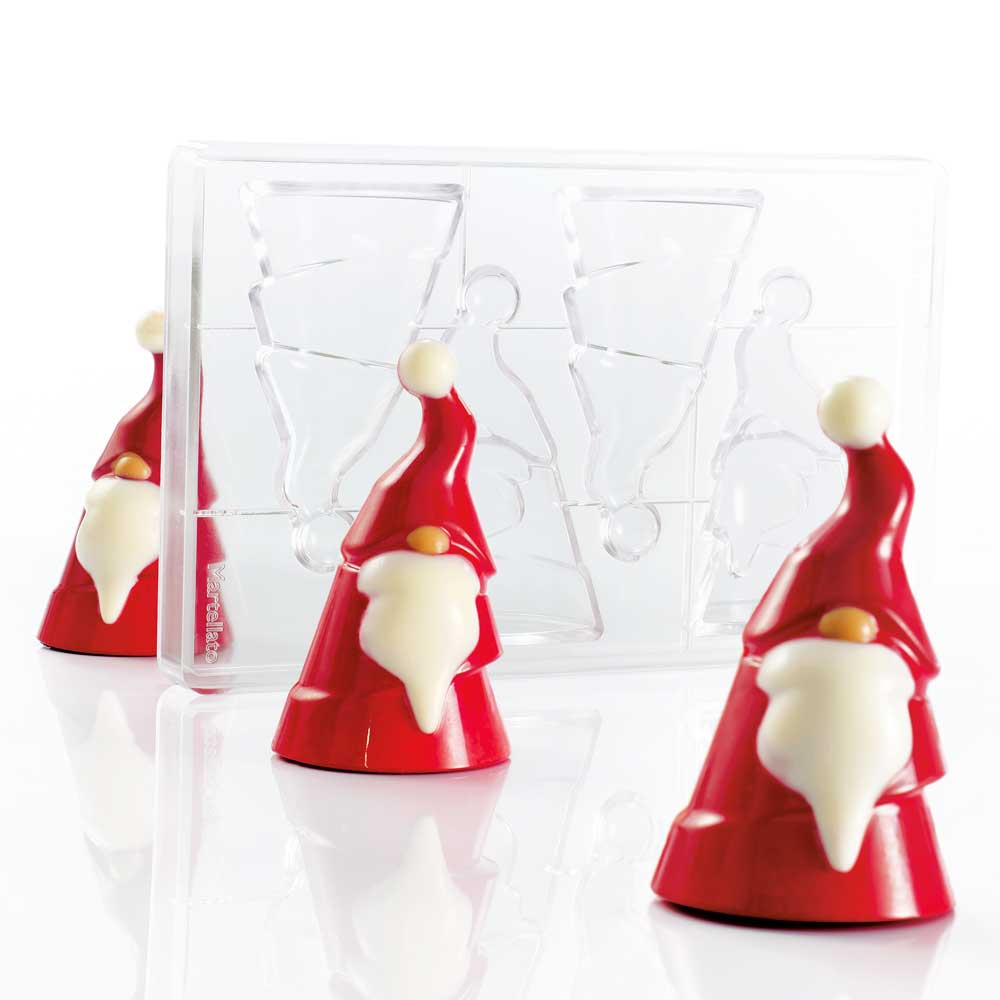 Martellato Clear Polycarbonate Chocolate Mold, Santa, 4 Cavities image 1