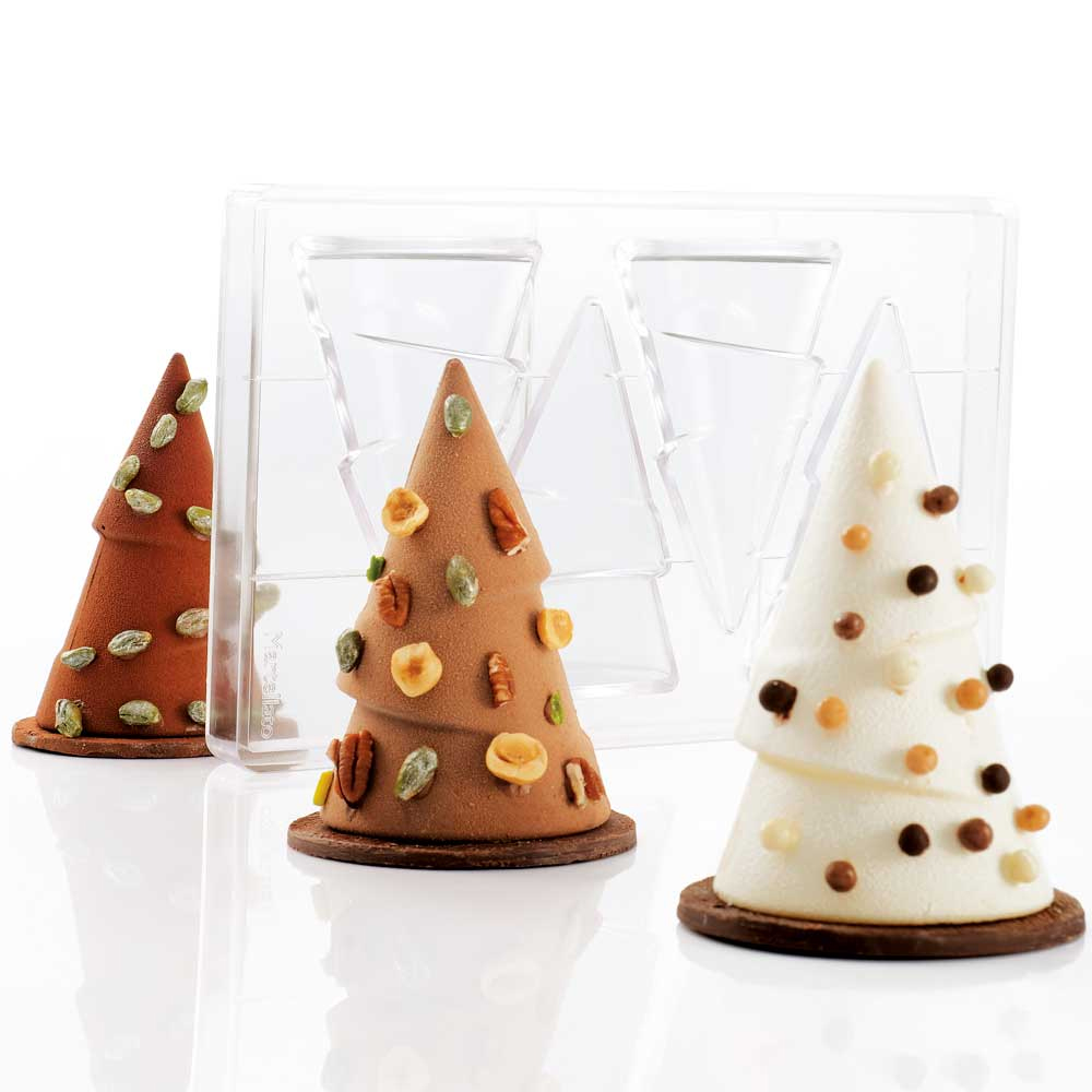 Martellato Clear Polycarbonate Chocolate Mold, Tree, 4 Cavities image 1