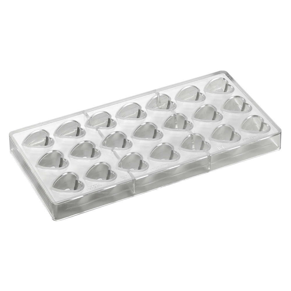 Pavoni Polycarbonate Chocolate Mold: Tiered Heart 30x30mm x 17mm H, 21 Cavities image 1