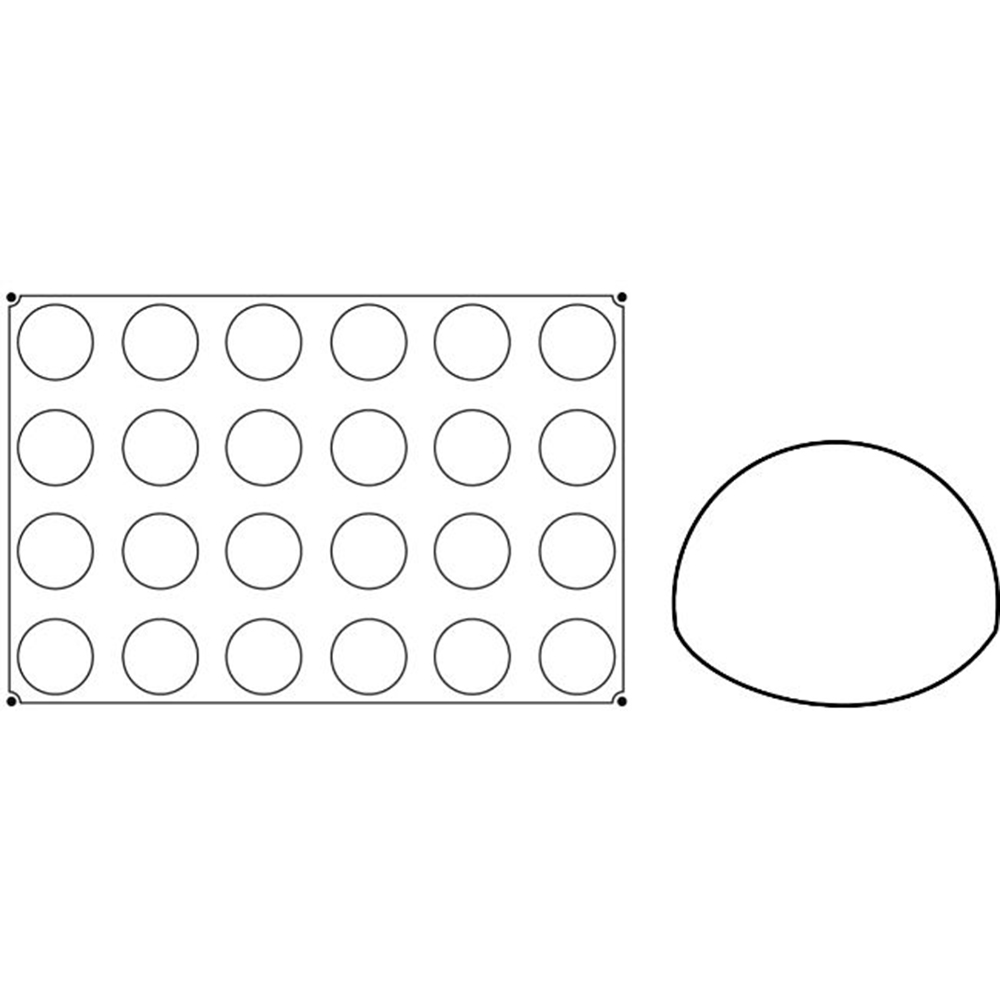 Pavoni Pavoflex Non-Stick Mold, Hemisphere 70mm Dia x 40mm H, 24 Cavities image 4