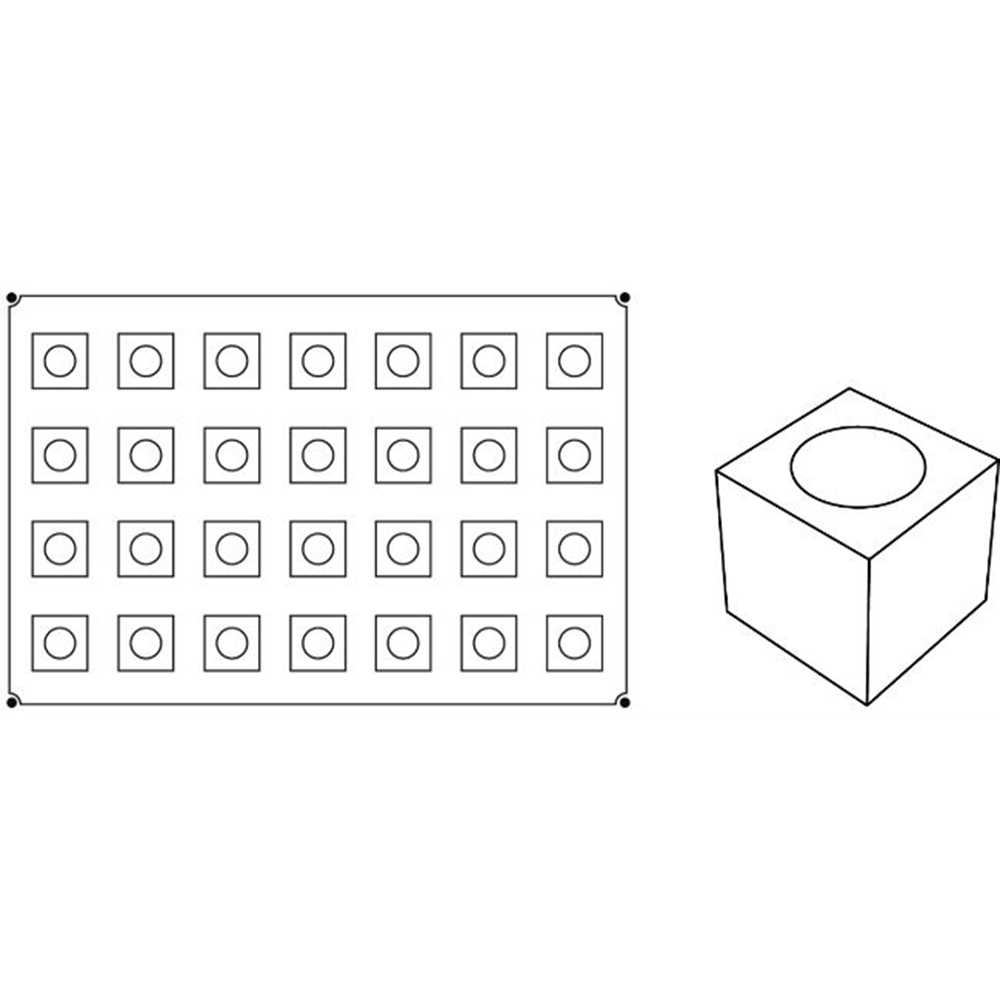 Pavoni Pavoflex Flexible non-stick mold, CUBO, 50 x 50mm h50mm, 28cav. Overall size: 600 x 400mm. image 3