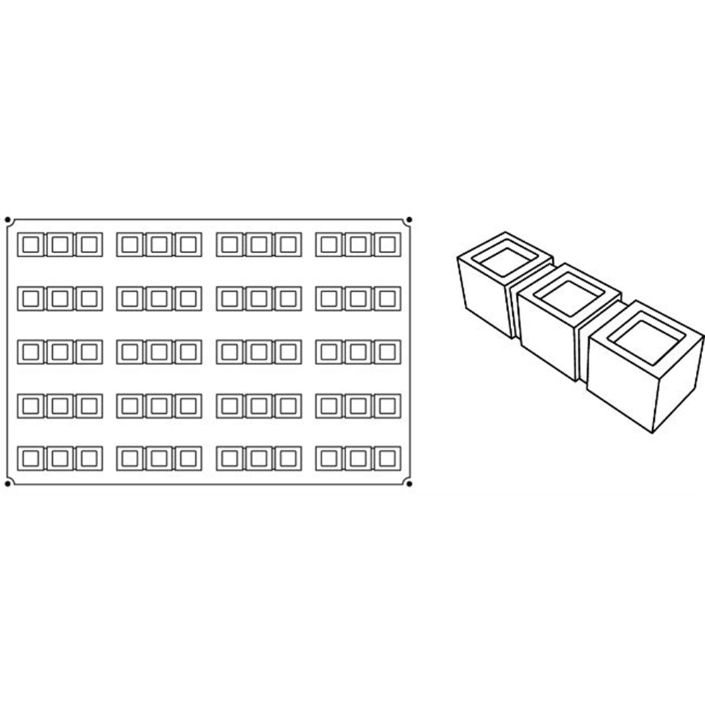 Pavoni Pavoflex Flexible non-stick mold, TRITTICO, 120x35mm h33mm, 20cav. Overall size: 600 x 400mm image 3